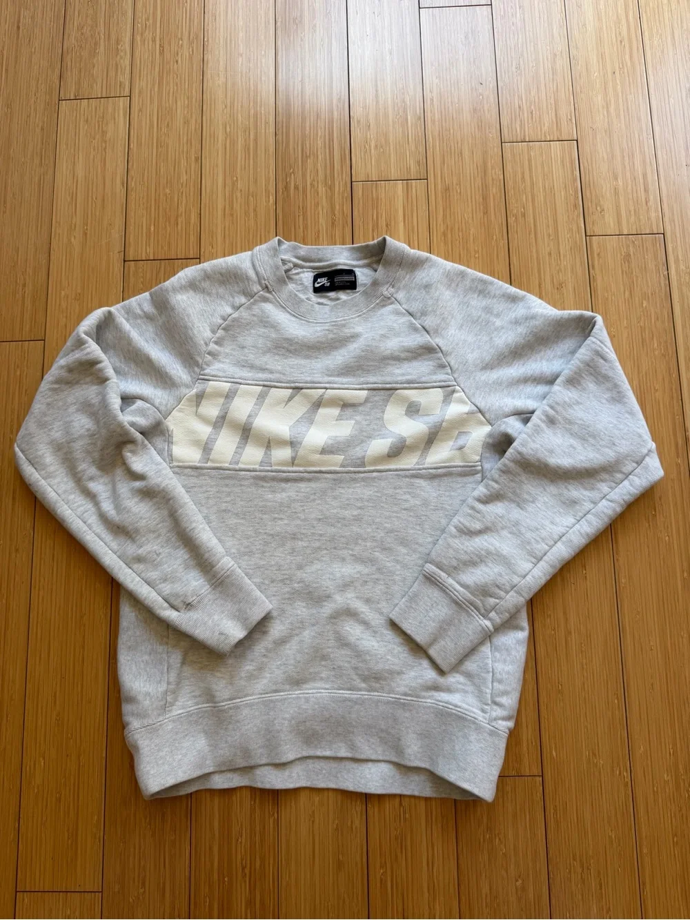 Nike Light Gray SB Crewneck Sweatshirt with White Logo